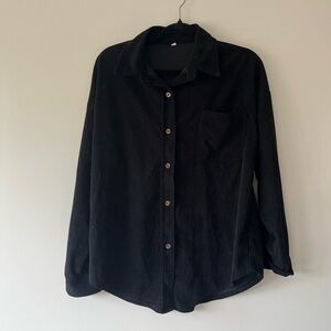 Oversized Black Corduroy Button Down Shirt Shacket | Size Medium